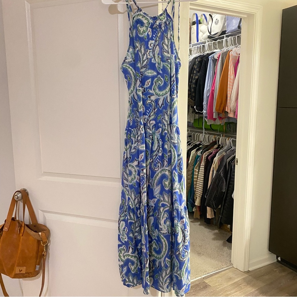 Zara Blue and Green Paisley Maxi Dress